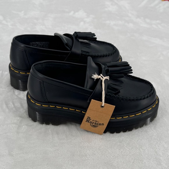 Dr Martens Adrian Quad Kiltie Platform Loafers Black Leather Womens 6 Retro Vibe - Picture 5 of 8